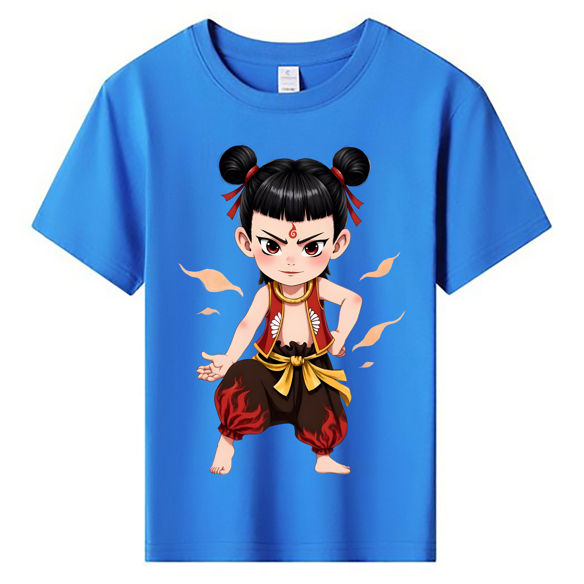 （画像用） Ne Zha 2 ナタ 魔童の大暴れ 綿100％キッズTシャツ（フロントプリント）
